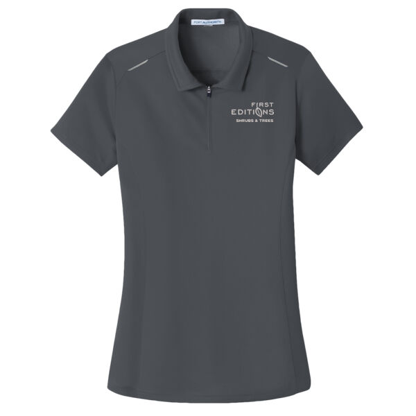 Port Authority ® - Ladies Pinpoint Mesh Zip Polo - Embroidered Logo Thumbnail