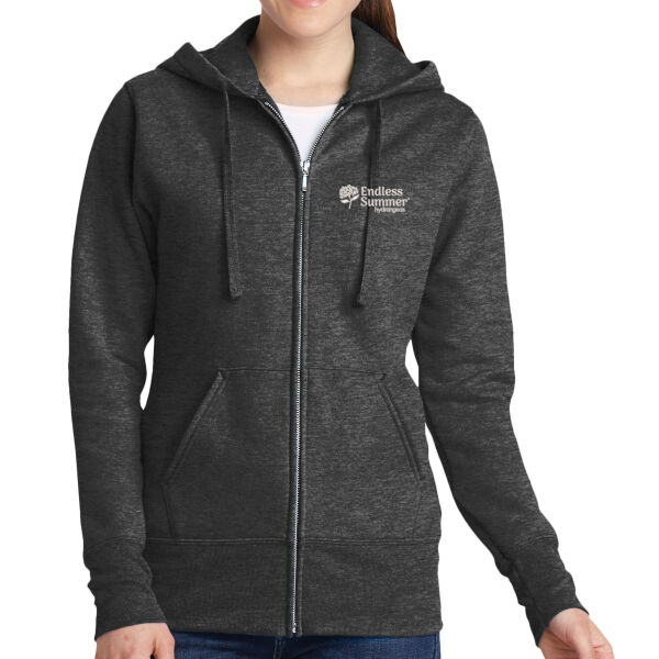 Port and Company - Ladies Core Fleece Full Zip Hooded Sweatshirt - Embroidered Logo Thumbnail