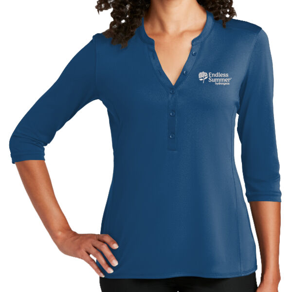 Port Authority - Ladies UV Choice Pique Henley - Embroidered Logo Thumbnail
